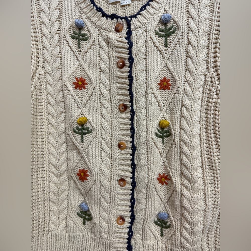 Trovata Birds of Paradise embroidered knit cardigan, size XS, EUC. - Picture 4 of 5